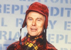 Floyd R. Turbo with earflap hat or hockey helmet.